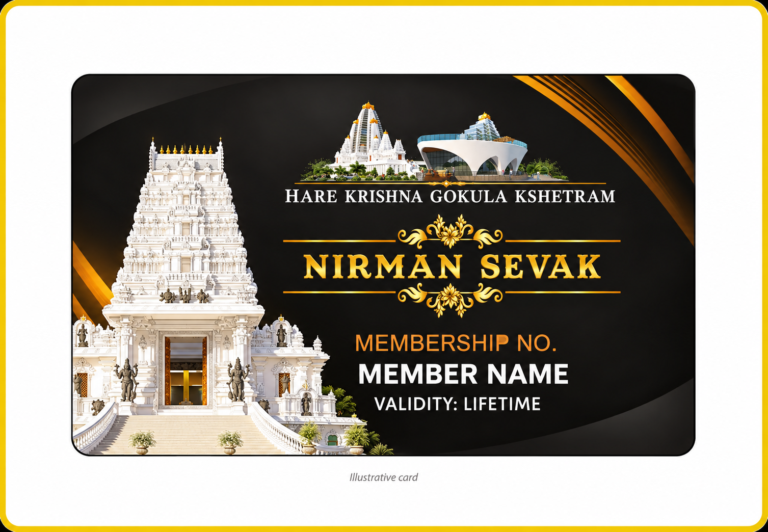 Hare Krishna Gokula Kshetram lifetime patronship card design