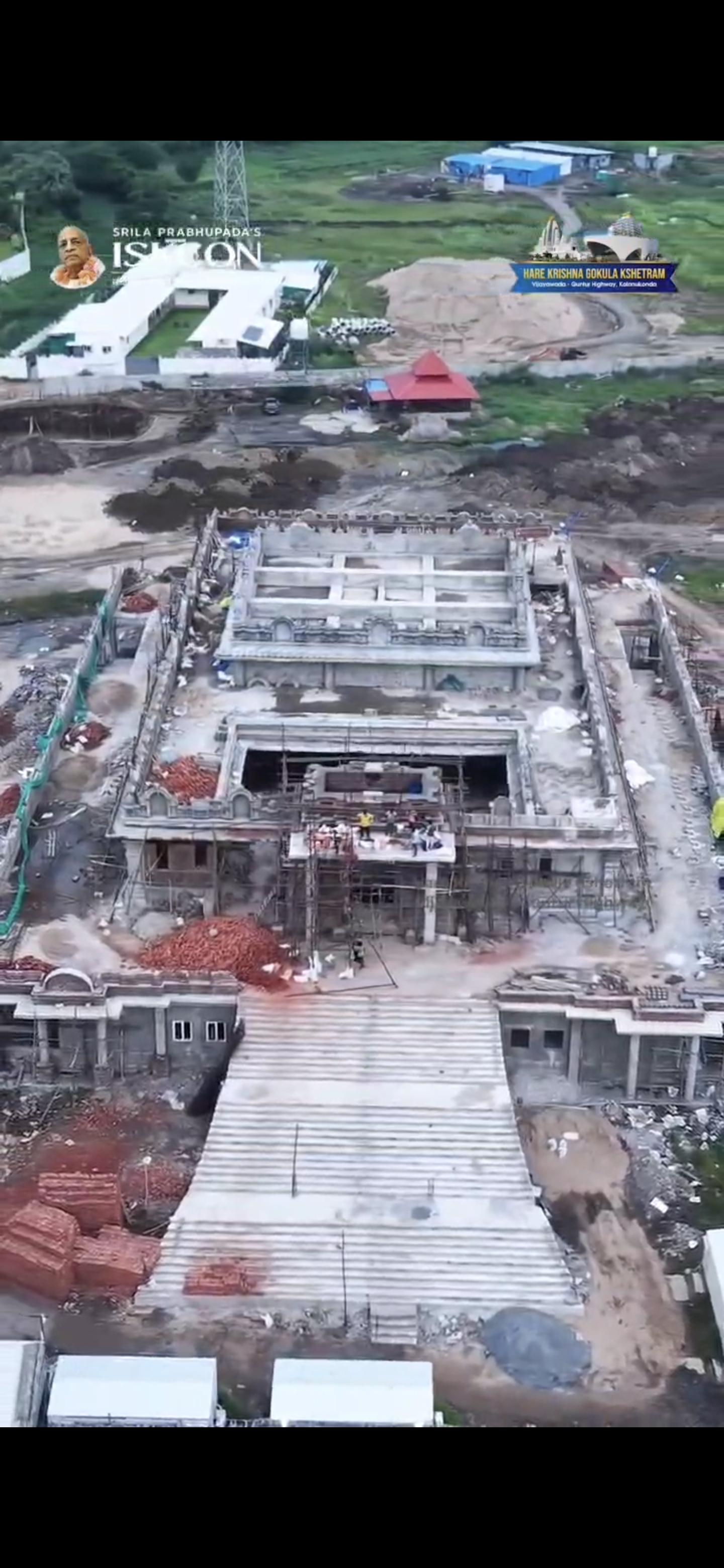 Aerial view of the temple under construction