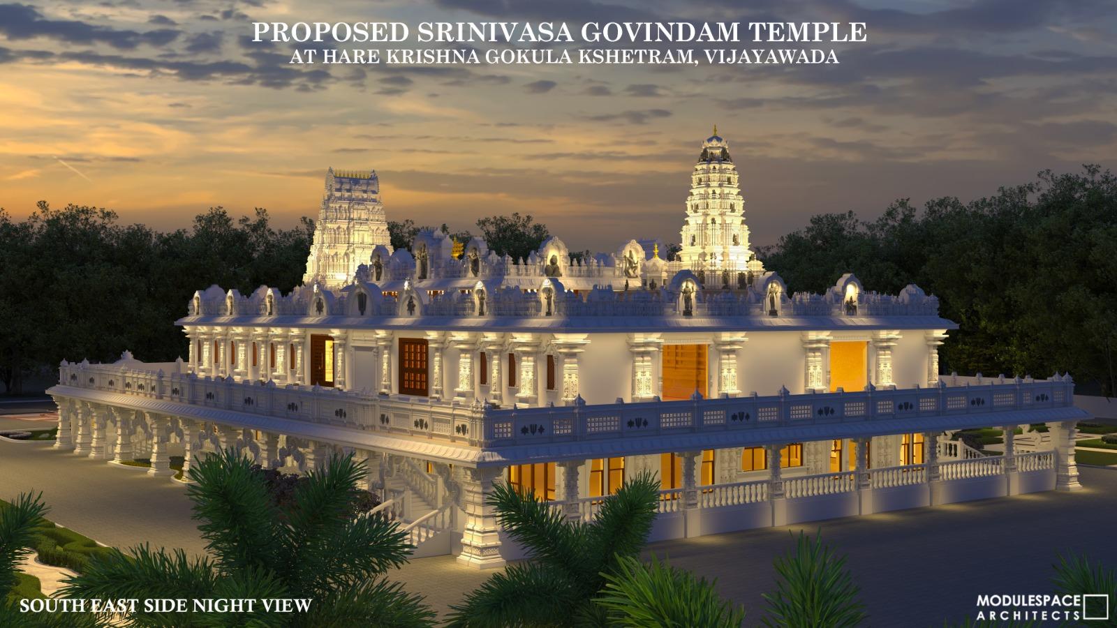 Proposed Srinivasa Govindam Temple: South east side — night