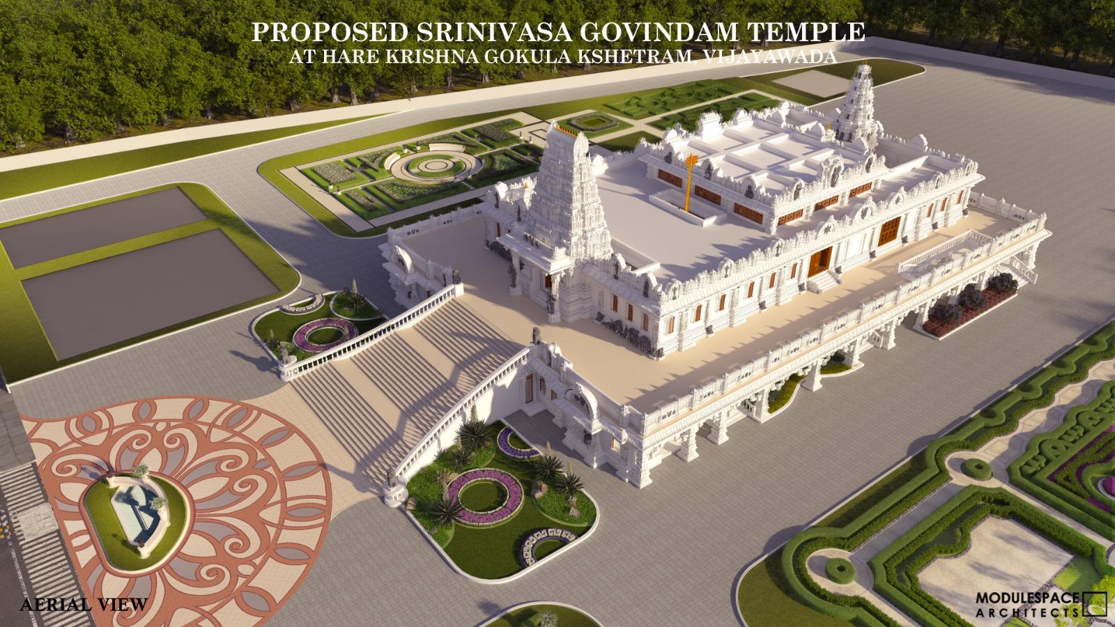 Proposed Srinivasa Govindam Temple: Aerial view — day