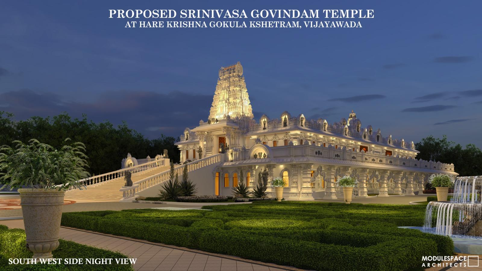 Proposed Srinivasa Govindam Temple: South west side — night
